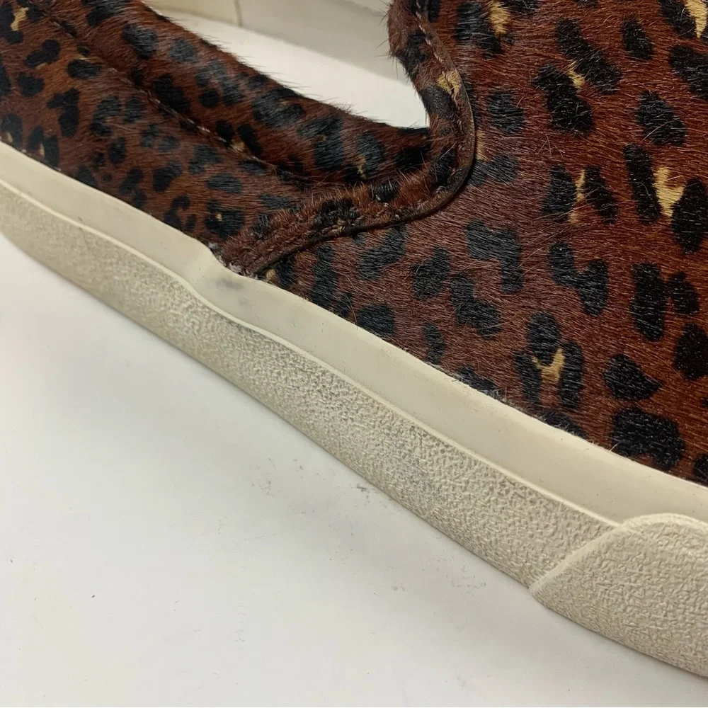 Madewell Sidewalk Slip On‎ Sneakers Calf Hair Animal Print Leopard Shoes 7 NWOB